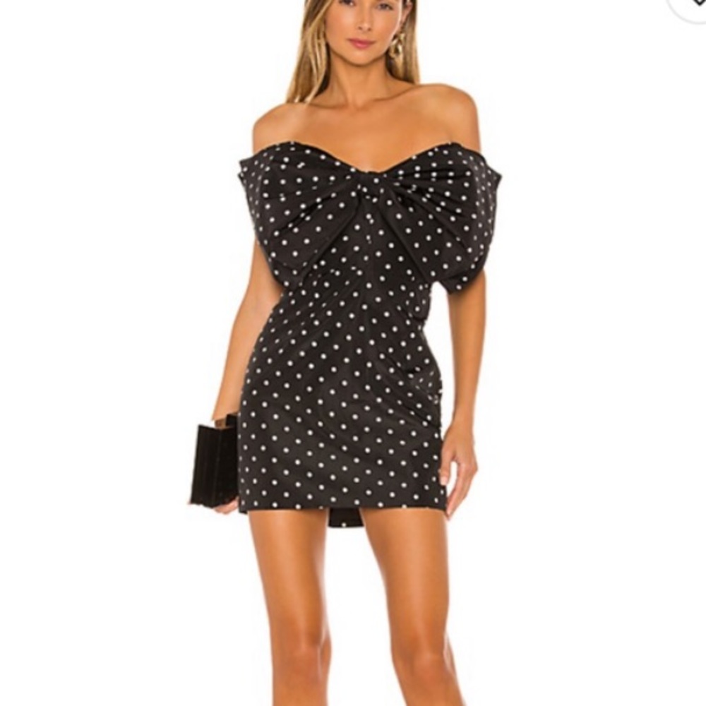 Bardot Black and White Polka Dot Mini Dress